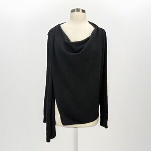 All Saints Womens Drina‎ Charcoal Asymmetric Cardigan Wool Drape Sweater Sz 4 XS
